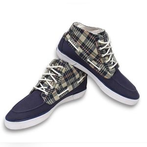 Polo Ralph Lauren Size 14 Lander Chukka Blue Madras Plaid Canvas Shoes Sneakers